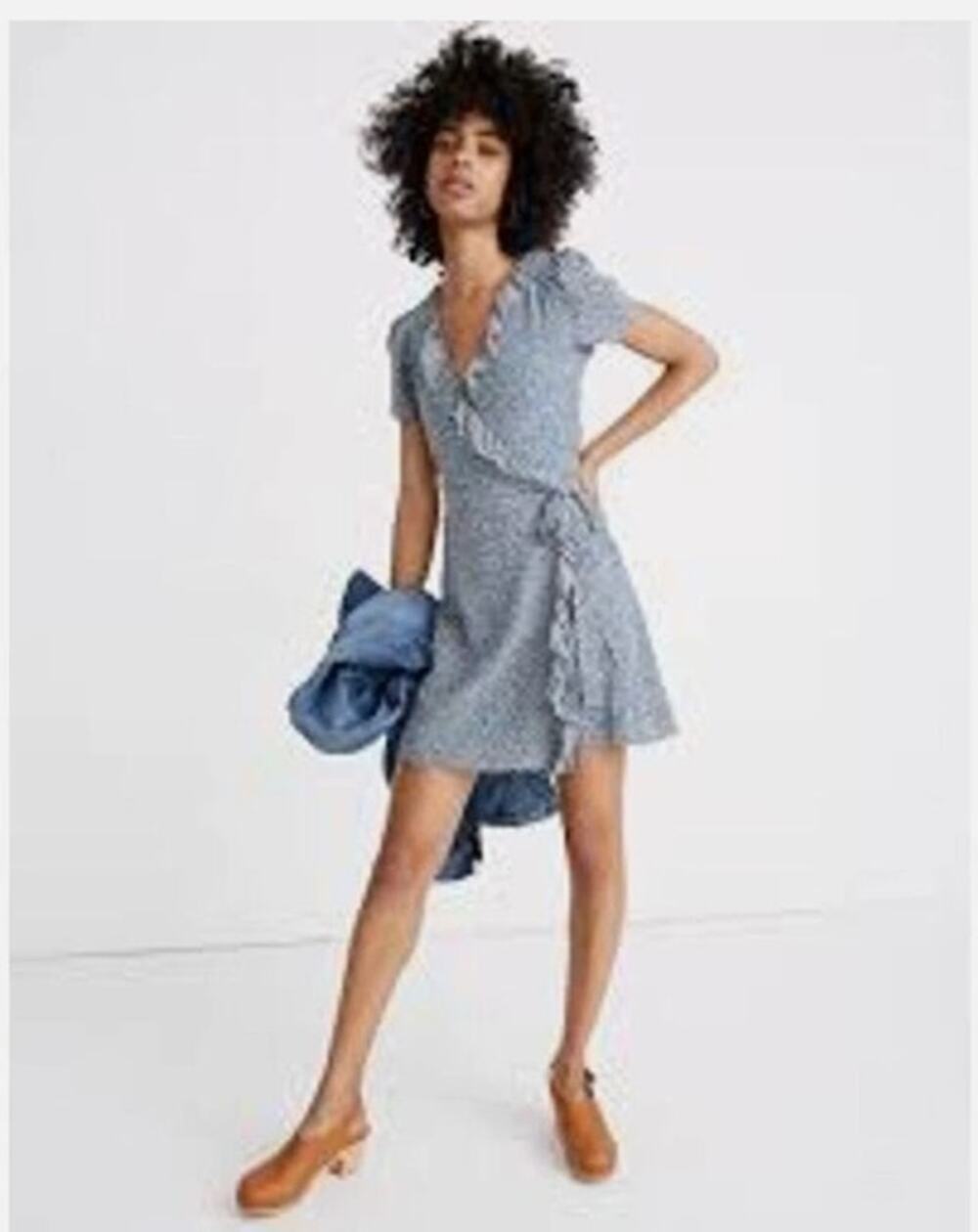 Madewell Silk Ruffle-Edge Wrap Dress in Bitsy Floral Size XS